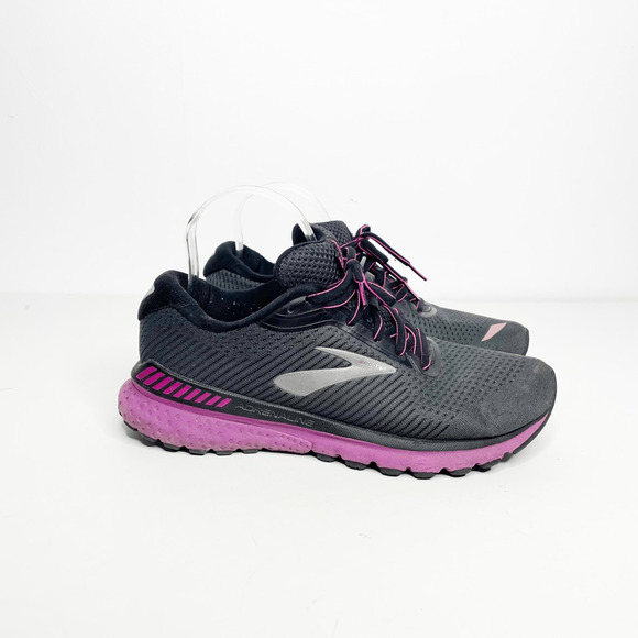 BROOKS ADRENALINE 12 Running Shoe sneaker Ebony Black Hollyhock WOMENS 9.5 - Picture 2 of 6